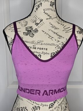 Under Armour Pink Purple Crop Active Tank Strappy Racer Back Size M Athletic